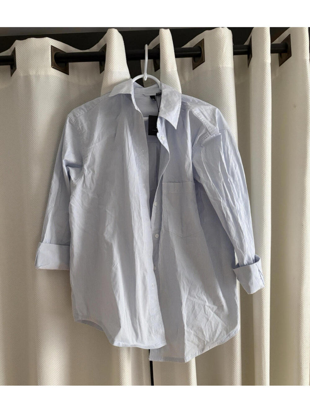 Ann Taylor XS Blue Striped Poplin Oversized Shirt New/Tags